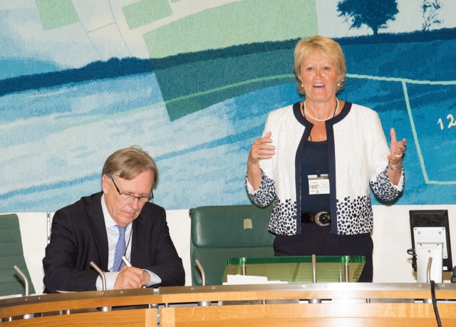 Brian Lamb, Chair of the Hearing Loss and Deafness Alliance, and Sue Hill, Chief Scientific Officer for England, at the launch of the Commissioning Framework